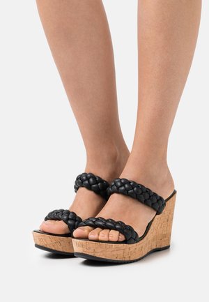 Heeled mules - black