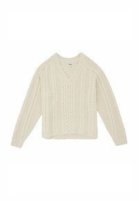 LONG SLEEVE V NECK CABLE - RELAXED FIT - Maglione - ivory