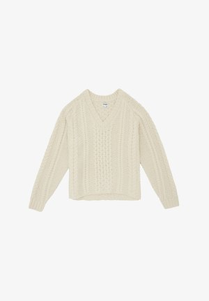 Wrangler LONG SLEEVE V NECK CABLE - RELAXED FIT - Trui - ivory