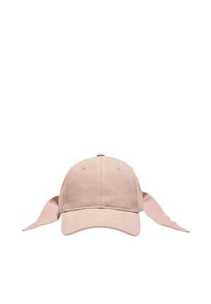 Light pink baseball cap with extended fabric flaps on both sides against a white background.