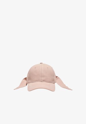 Light pink baseball cap with extended fabric flaps on both sides against a white background.