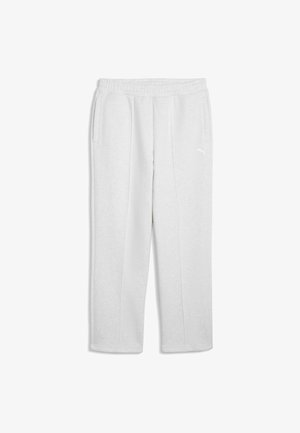 Pantaloni della tuta bianchi in pile con vita elasticizzata, tasche laterali e piccolo logo Puma sulla coscia sinistra.