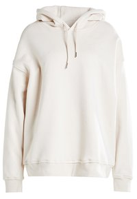 Felpa con cappuccio di un beige chiaro, realizzata in un morbido misto cotone. Presenta una chiusura con cordino, polsini a costine e un design dalla vestibilità rilassata.
