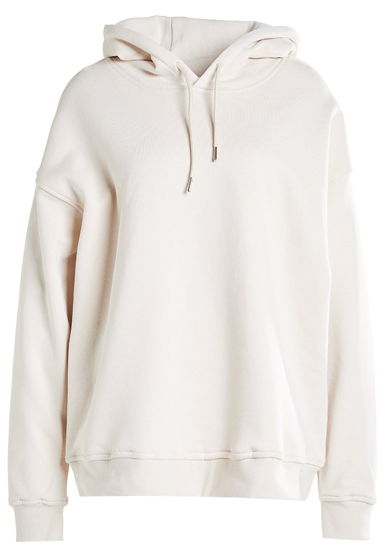 Felpa con cappuccio di un beige chiaro, realizzata in un morbido misto cotone. Presenta una chiusura con cordino, polsini a costine e un design dalla vestibilità rilassata.
