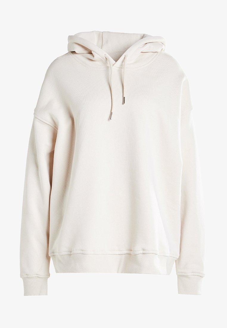 Felpa con cappuccio di un beige chiaro, realizzata in un morbido misto cotone. Presenta una chiusura con cordino, polsini a costine e un design dalla vestibilità rilassata.