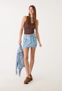 Stradivarius Gonna a campana - light blue denim
