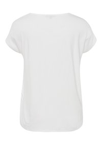 Camiseta blanca de manga corta con corte relajado, escote redondo y tejido de algodón suave. Sin logotipos ni patrones visibles. Se muestra vista trasera.