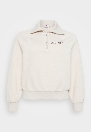 Tommy Hilfiger Curve CLASSIC SCRIPT ZIP - Felpa - heather oatmilk