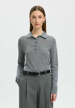 SLFTHEA COLLAR NECK - Top s dlouhým rukávem - medium grey melange