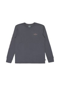 Szara koszula z długim rękawem, wykonana z bawełny, z małym logo w kształcie diamentu na klatce piersiowej oraz wzorzystymi akcentami na rękawach.