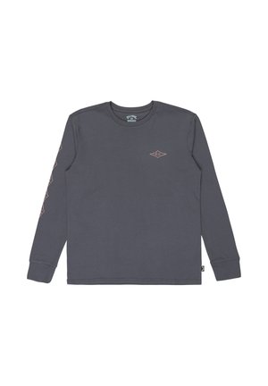 Szara koszula z długim rękawem, wykonana z bawełny, z małym logo w kształcie diamentu na klatce piersiowej oraz wzorzystymi akcentami na rękawach.