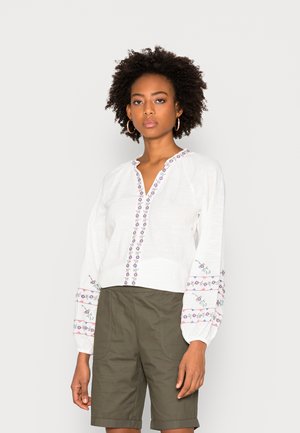 BLUSA SLUB BORDADO - Blůza - beige