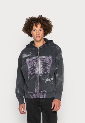 X RAY DIGITAL ZIP THROUGH HOODIE - Vetoketjullinen college - black