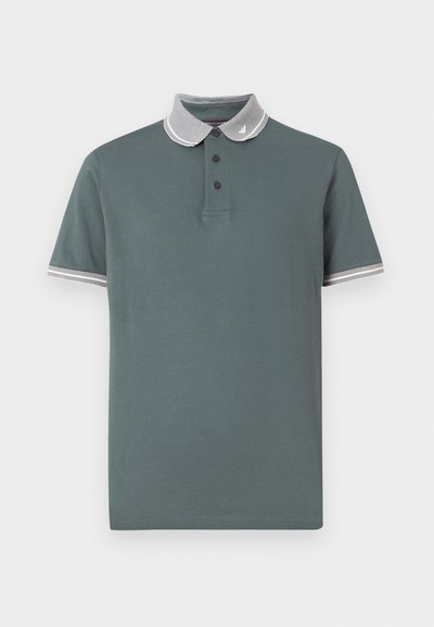 Σκούρο πράσινο πόλο μπλουζάκι φτιαγμένο από μαλακό βαμβάκι. Περιέχει ριγωτό γιακά, τρία κουμπιά στο φάκελο και αντίθετο ρίγος στους μανικιών.