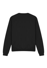 Black sweatshirt with long sleeves, crew neck, and a smooth texture. Simple design and solid color without visible logos or patterns.