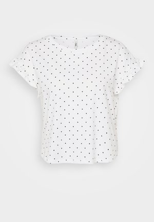ONLY Petite ONLGRAPE FRILL O NECK - Print T-shirt - bright white/black