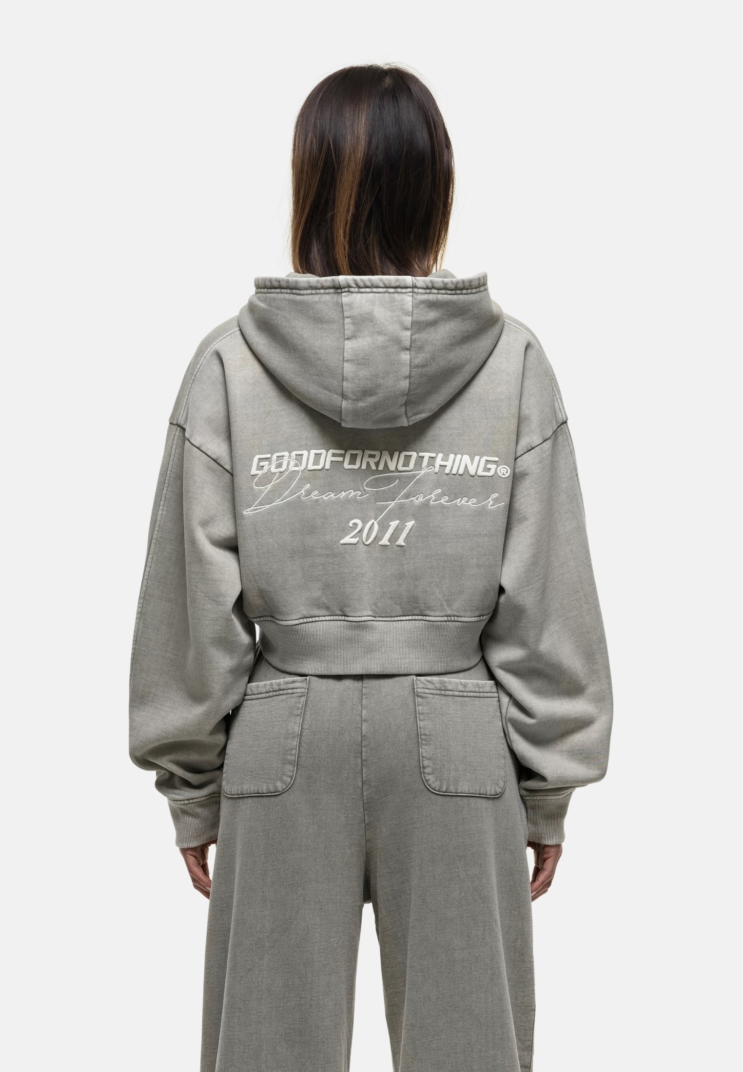 Good For Nothing FOREVER FOREST FOG CROPPED HOODIE - Felpa con zip
