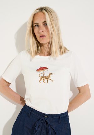 More & More, MORE & MORE WITZIGES KURZARMSHIRT, LEOPARDEN-PRINT - T-shirt imprimé - off white