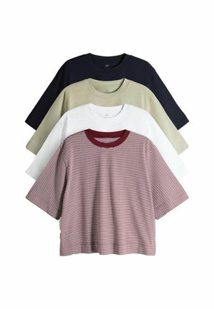 REGULAR FIT - 4 PACK HEAVYWEIGHT RELAXED SHORT SLEEVE  - T-shirt basic - navy light green white red