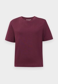 Plain short-sleeve crew neck t-shirt in solid dark red, displayed against a white background.