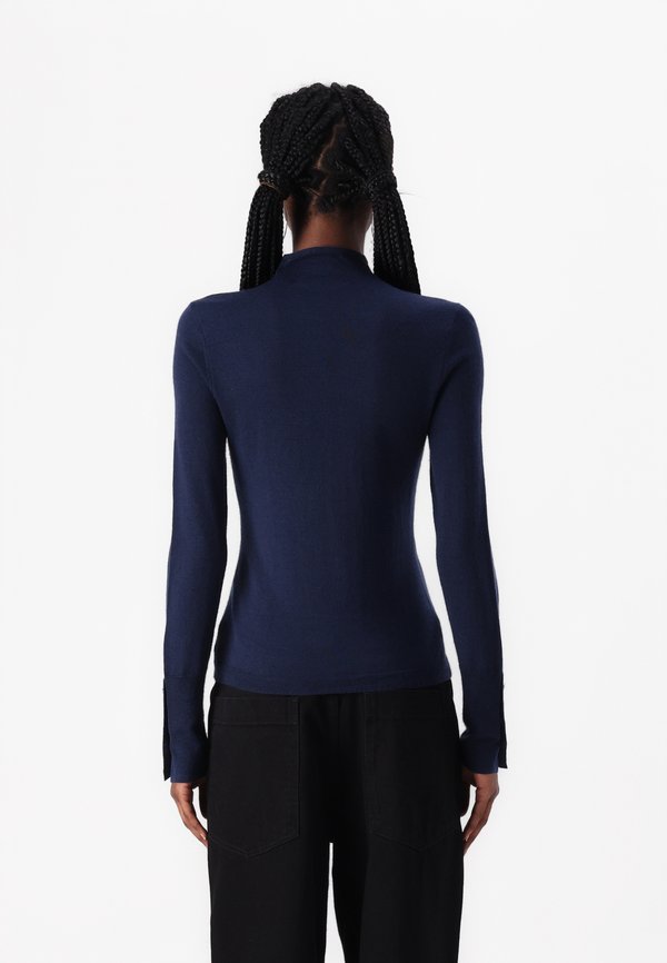 Merino Wool Button Sleeve Mockneck Top - Jumper4