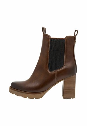 Marco Tozzi CHELSEA - Bottines à talons hauts - cognac comb