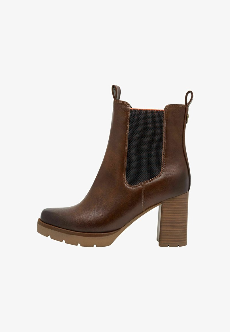 Marco Tozzi CHELSEA - Bottines à talons hauts - cognac comb