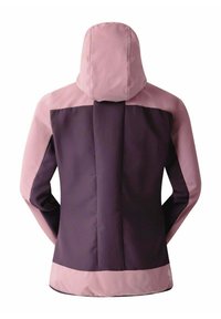 Kapuzenshirt mit einem pinken oberen Bereich und einem dunkelvioletten unteren Abschnitt. Hergestellt aus glattem, strapazierfähigem Stoff mit einem schlanken Design.