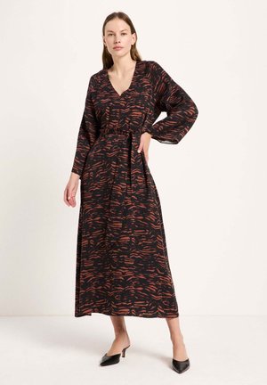 LANIUS, MIDIKLEID - Day dress - print animal stripes chocolate