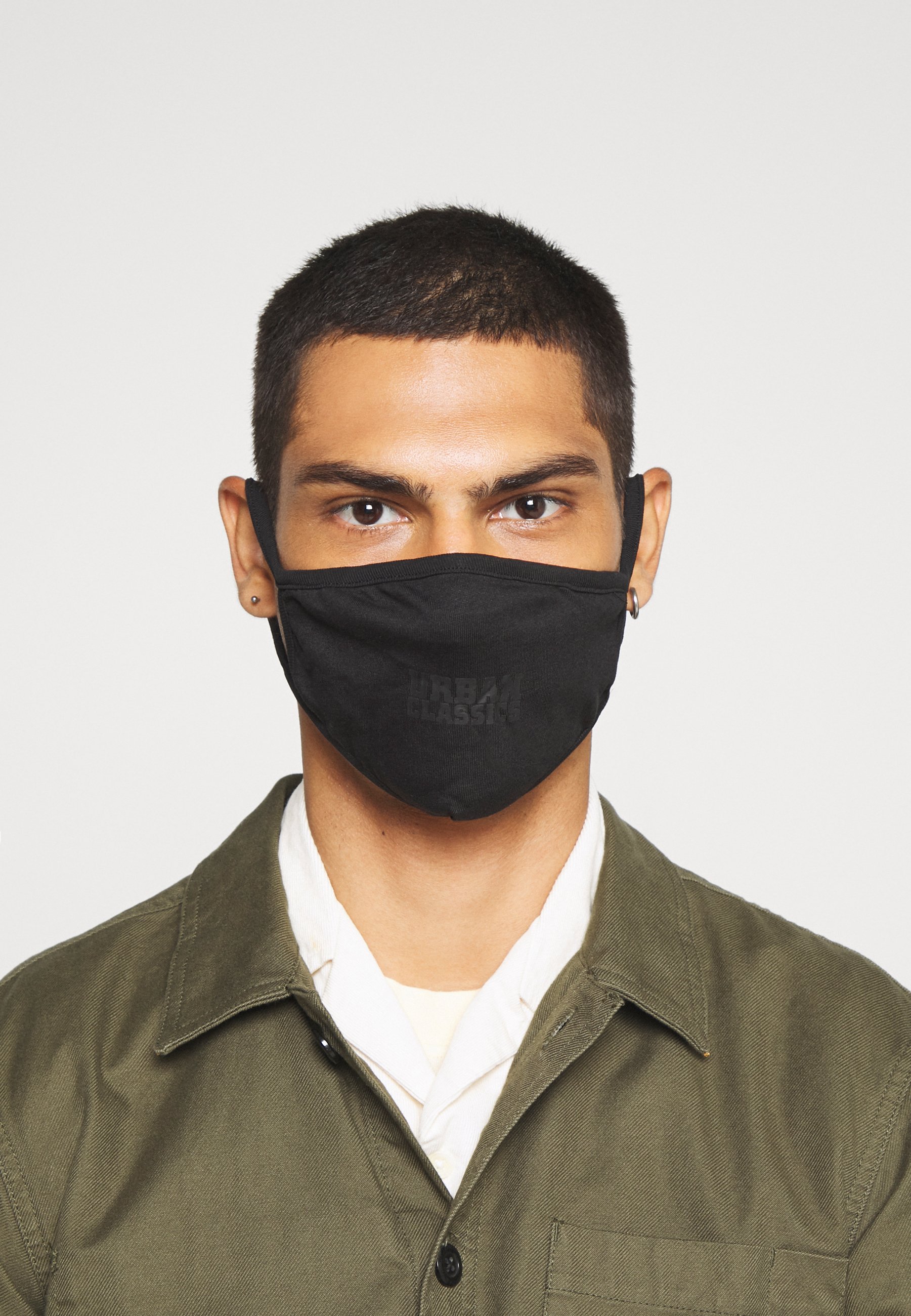 Urban Classics LOGO PRINT FACE MASK UNISEX 2 PACK - Stoffen mondkapje -  black/zwart - Zalando.nl