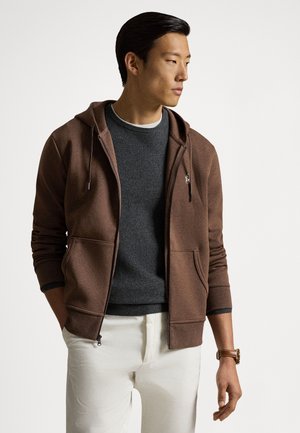 DOUBLE-KNIT FULL-ZIP HOODIE - Φούτερ με φερμουάρ - brown heather