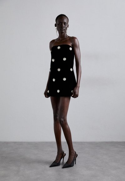 David Koma ALLOVER CRYSTAL STRAPLESS DRESS - Rochie cocktail/Rochie petrecere - black/silver