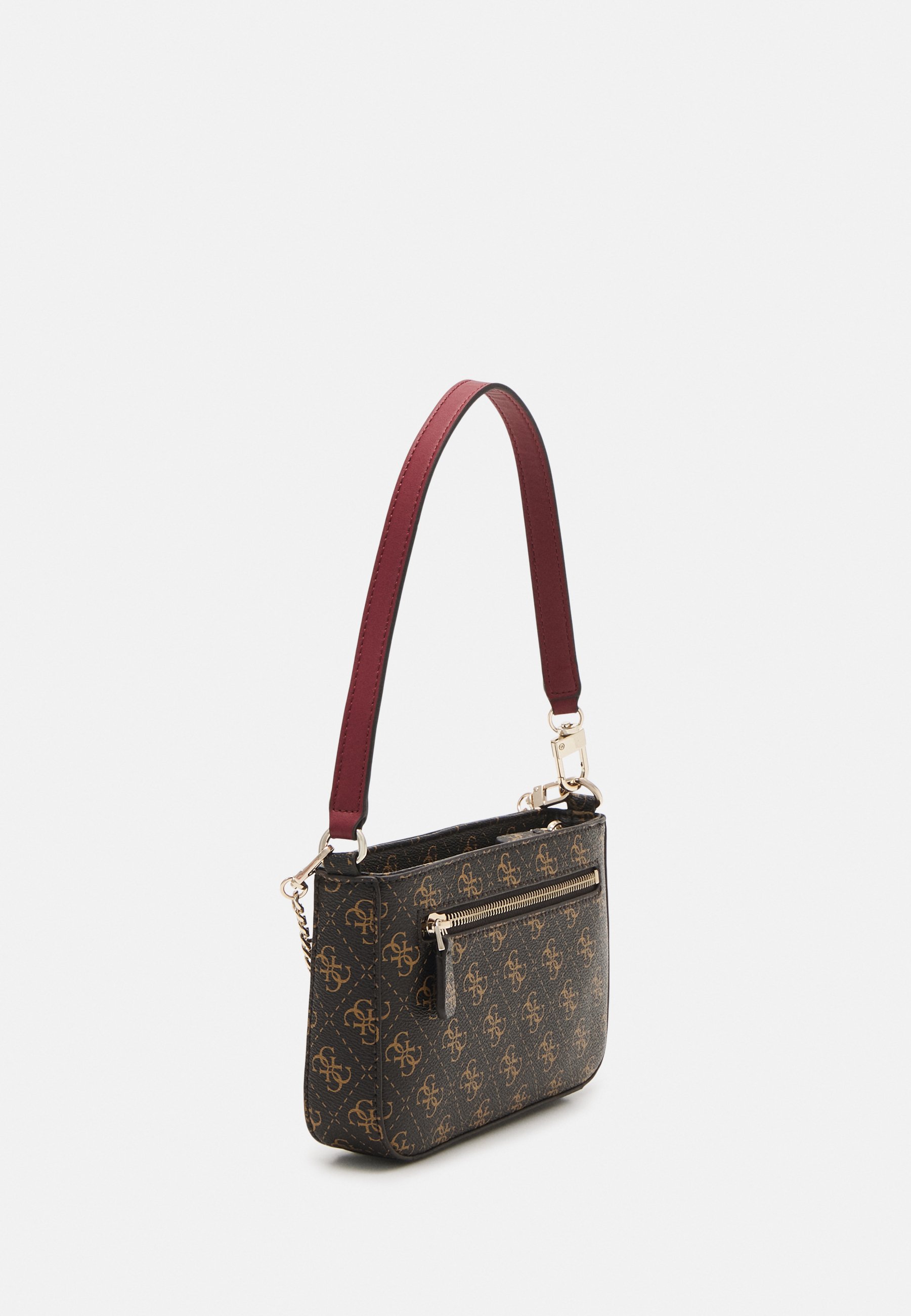 Guess NOELLE MINI TOP ZIP SHOULDER - Geantă de mână - brown/maro