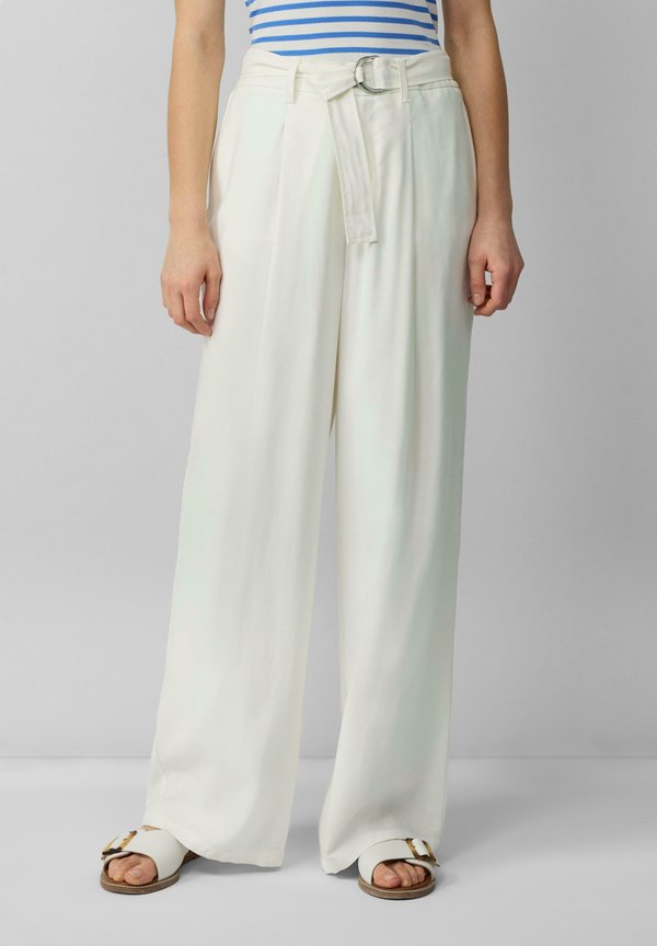 WIDE-LEG MIT GÜRTEL - Stoffhose - creme