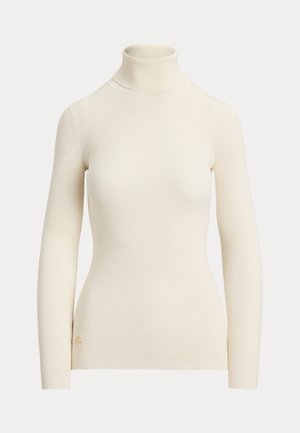 Lauren Ralph Lauren, COTTON-BLEND RIBBED TURTLENECK - Svetrík - mascarpone cream