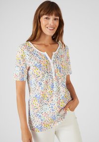 Damart COL TUNISIEN - Camiseta estampada - blanc fleuri
