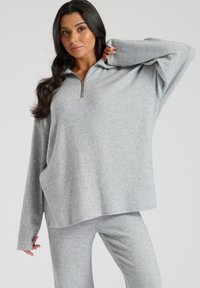 Loungeable SOFT 1/4 ZIP TOP AND WIDE LEG SET - Pigiama - silver
