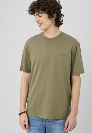 BRODERIE POITRINE - T-shirt imprimé - vert kaki