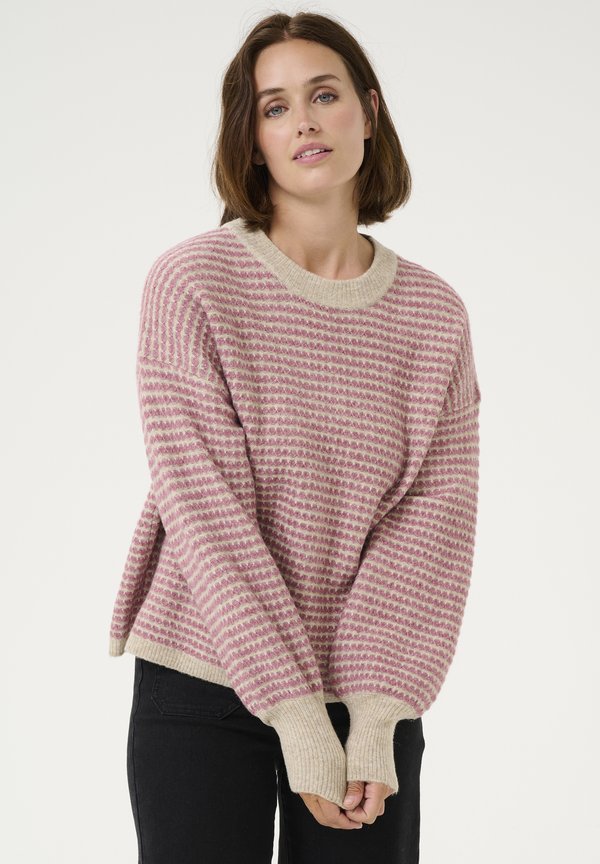 KAELLERY - Strickpullover - feather gray  rose structure