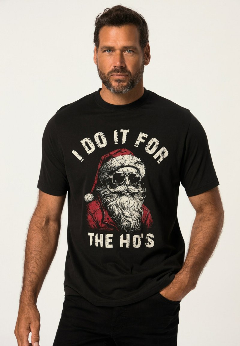 JP1880 KORTE MOUWEN X-MAS RONDE HALS - Camiseta estampada - zwart