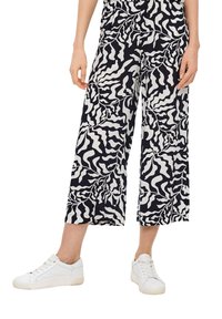 s.Oliver GEMUSTERTE WIDE LEG - Broek - navy