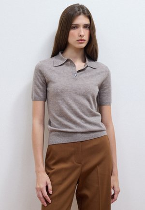 Les Copains, POLO-COLLAR JUMPER, REGULAR FIT - Poloshirt - taupe grey