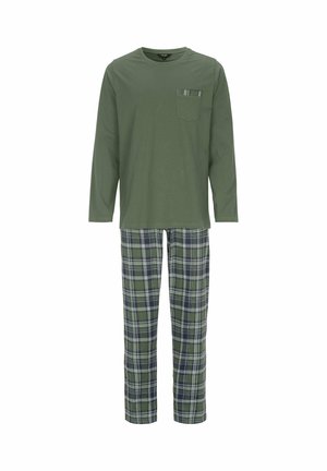 TWO PIECE SET - Nattøj sæt - dark green checked