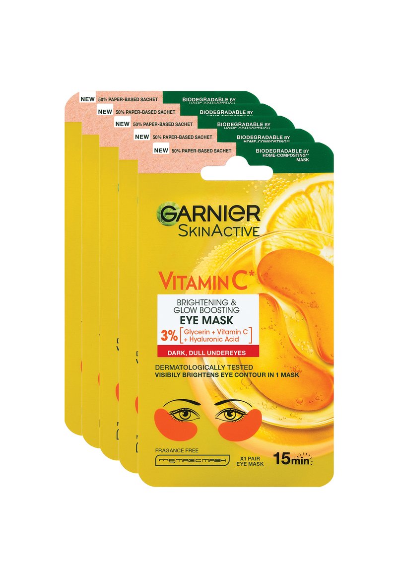 Garnier - MASCHERA IN TESSUTO OCCHI ILLUMINANTE VITAMINA C CHE RIDUCE L'ASPETTO DELLE OCCHIAIE - 5 PACK - Cura degli occhi - trasparente, Ingrandire