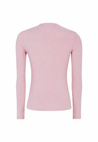 Long-sleeve shirt in light pink, made of soft fabric with a smooth texture. Features a classic crew neckline and fitted silhouette.