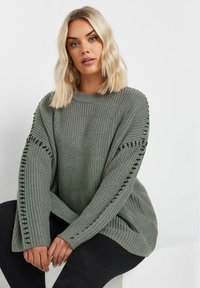 Yours Clothing BLANKET STITCH - Stickad tröja - grey