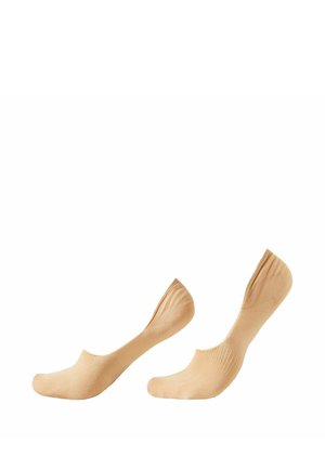 Dos pares de calcetines beige de corte bajo sin mostrar, colocados sobre un fondo blanco.