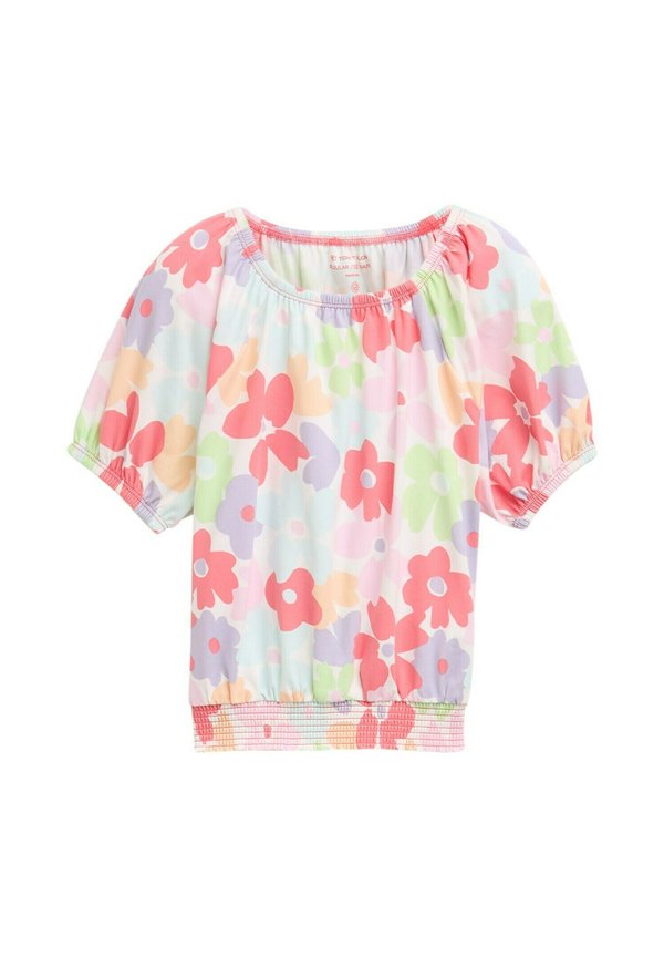 CROPPED MIT PUFFÄRMELN - T-Shirt print - big multicolor flower print