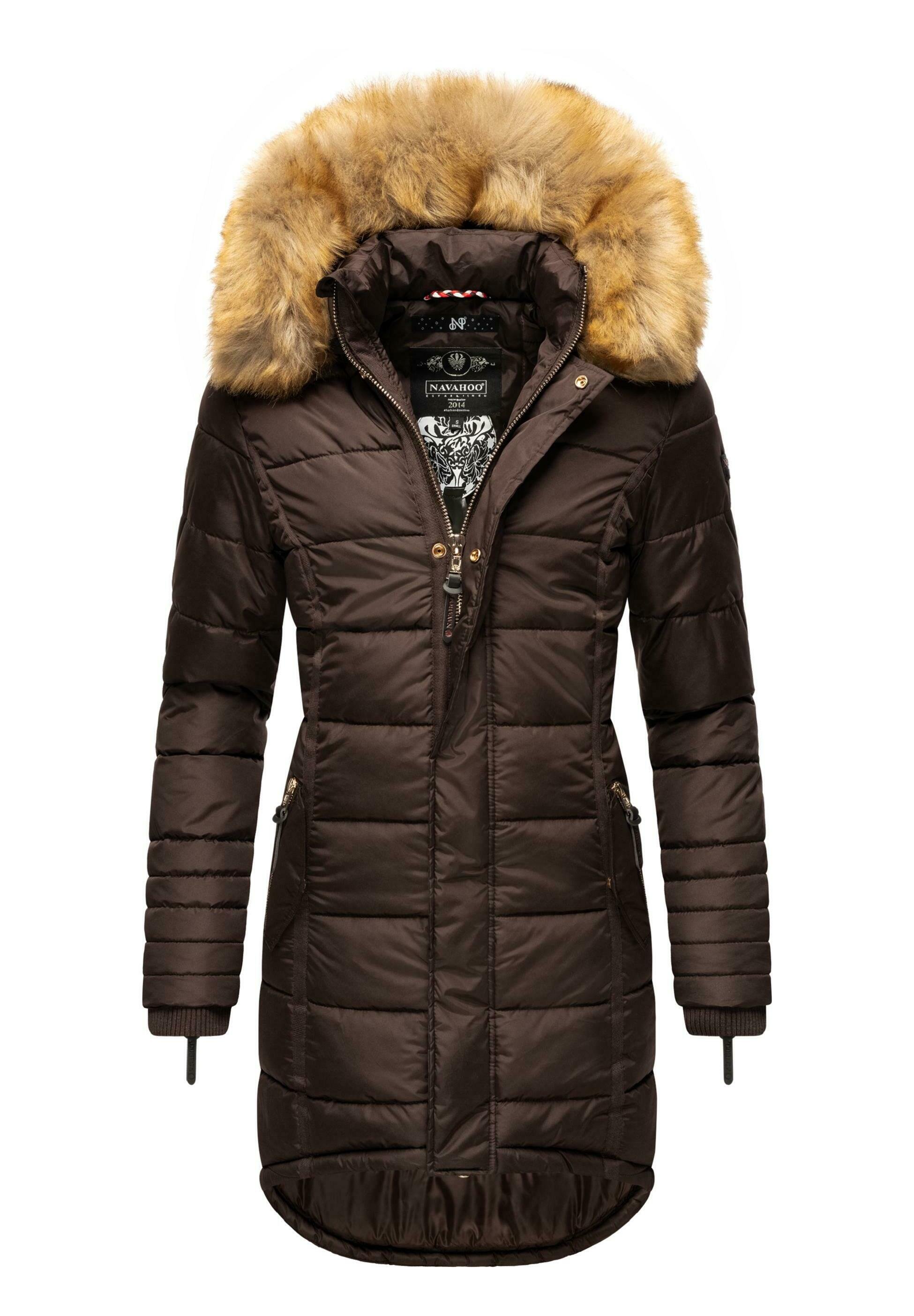 Jess Women's Mid-Length Coat with Faux Fur Hood & Zip Pockets