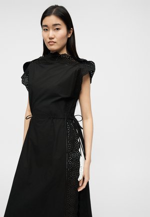 chinese dress ladies Blue Cotton Cutwork Flouncy Maxi Camilla Dress  SABO